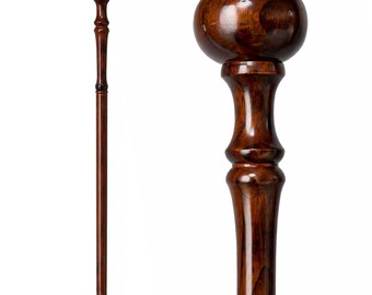 Carved Wooden Knob Head Walking Stick – Ergonomic Palm Grip, 36"