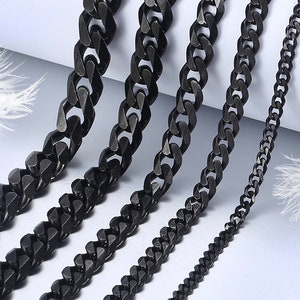 Stainless Steel Black Cuban Link Chain Necklace For Men And - Temu United  Arab Emirates