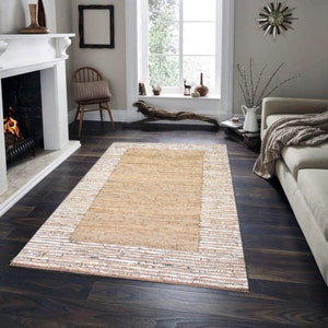 Leather Beige & White Colour Rug for Fireplace Hearth Rugs, Fireproof size 4x6 Feet, Boho Christmas Rug, Bedroom Fireplace Rug