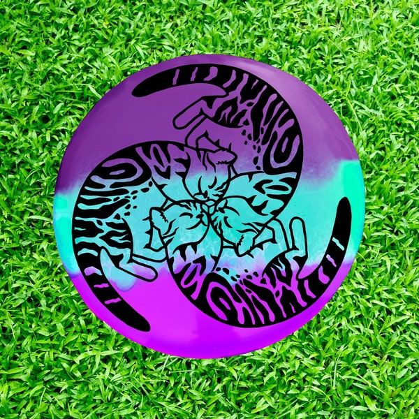 Purricane Kitty Cat Spiral Disc Golf Vinyl Decal Stencil for Frisbee Dyeing, Kitties, Hot Dip, Lotion Dye, Oracle 651