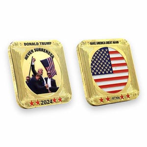 Donald Trump 2024 Attempted Assassination - Never Surrender Vergoldete Gedenkmünze
