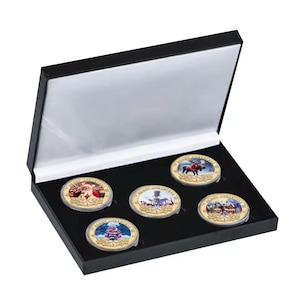 Merry Christmas And A Happy New Year x5 Gold Plated Coins Inside Display Box