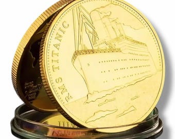 RMS Titanic - A Viagem do Titanic 1912 Moeda Comemorativa Banhada a Ouro