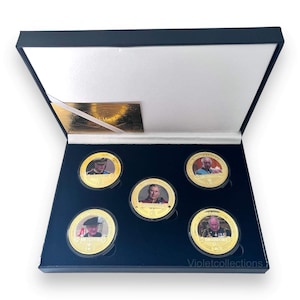 King Charles lll Coronation x5 Gold Plated Coins Inside Display Box