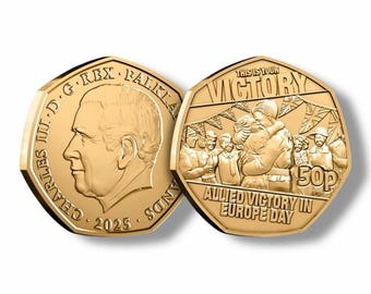 The VE Day 80th Anniversary Gold Plated 50p Coin - World War 2