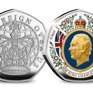 King Charles III - Coronation Crest 50p Shaped Commemorative Silver Coin