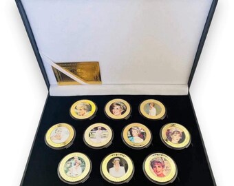Princess Diana x10 Gold Plated Coins In A Display Box