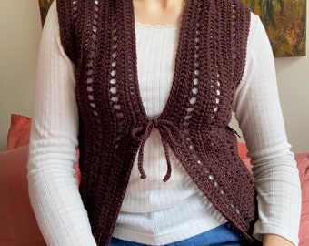 Cyathea Top Cardigan/Gilet con motivo all'uncinetto