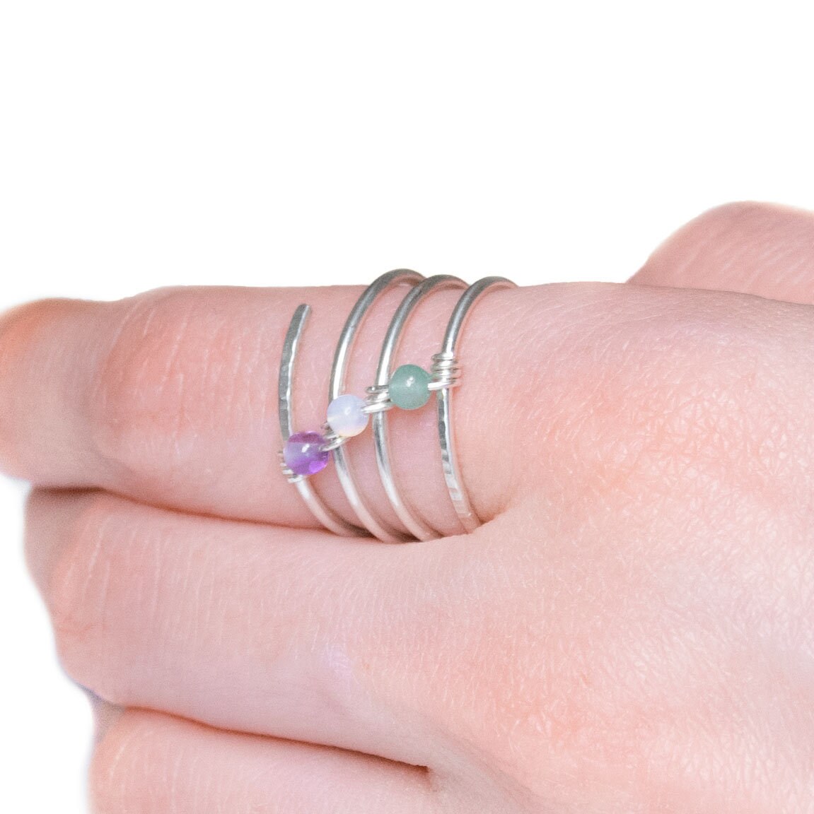 Bague En Acier Brillant Sertie D'une Opaline Irisée - Taille 52 - Neuf Sans Emballage