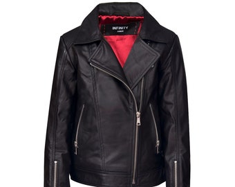 Kids Leather Jacket, Girls Biker Jacket, Genuine Leather