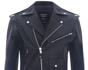 Mens Brando Cowhide Leather Biker Jacket