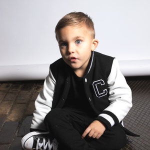 Custom Kids Genuine Leather Sleeves Varsity Jacket image 1