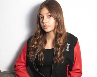 Custom Kids Genuine Leather Sleeves Varsity Jacket