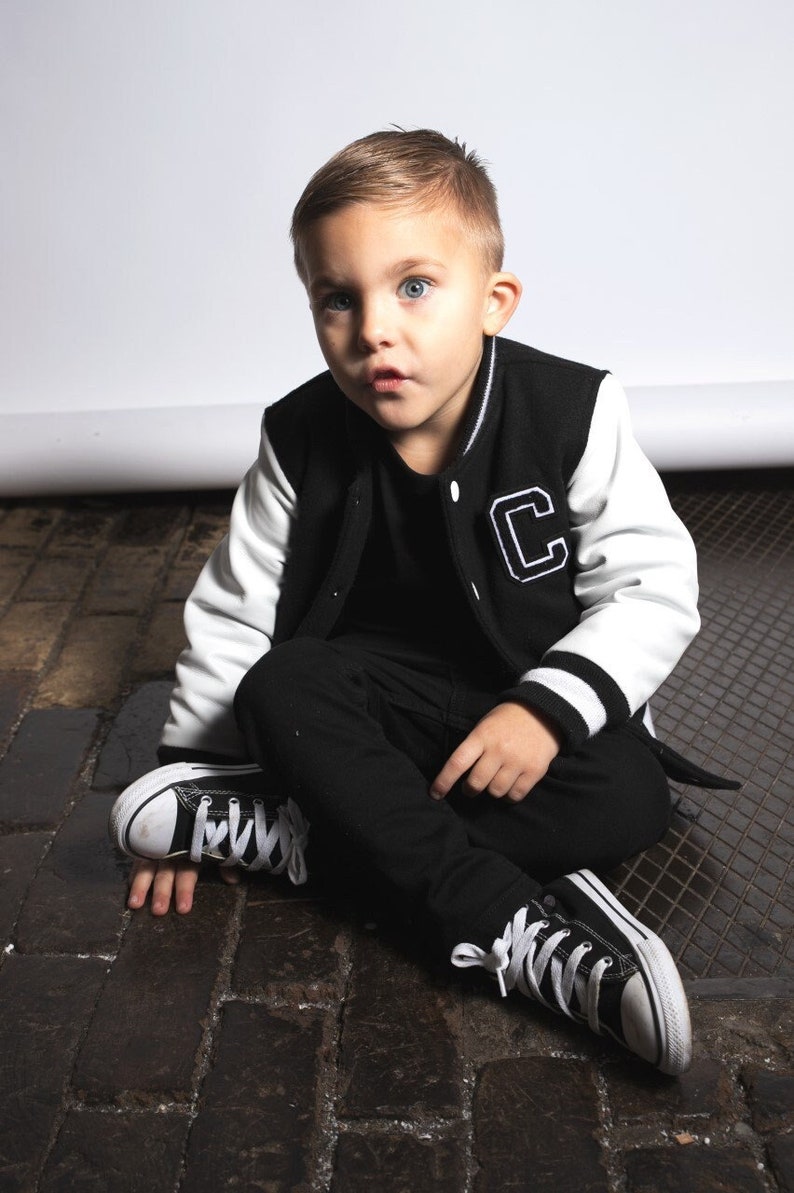 Custom Kids Genuine Leather Sleeves Varsity Jacket image 1