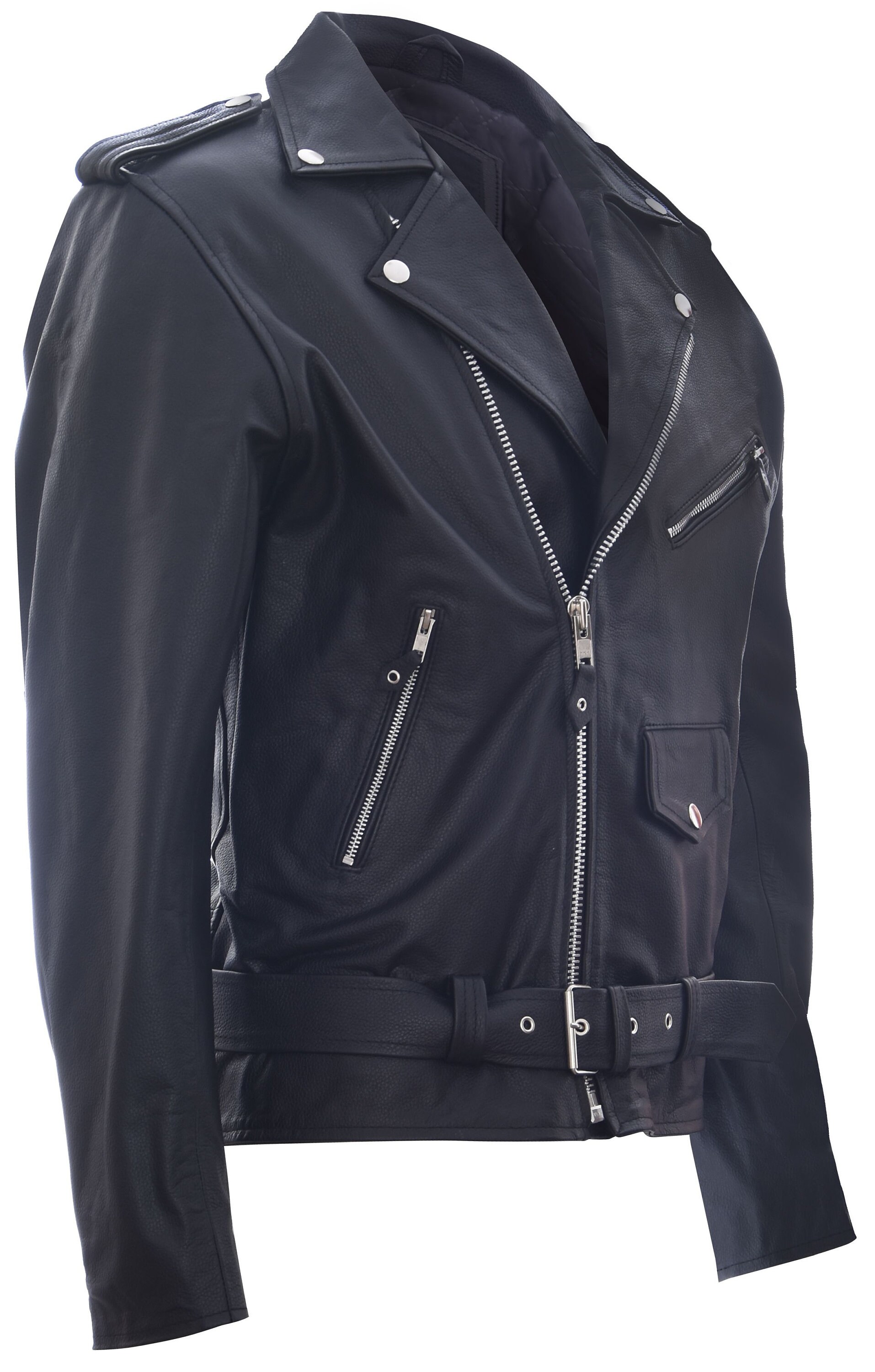 Men's Black Cow Leather Brando Biker Jacket