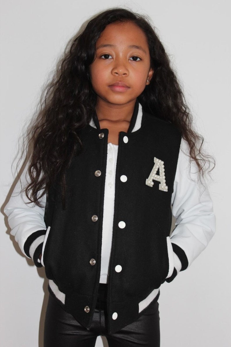 Custom Kids Genuine Leather Sleeves Varsity Jacket image 2