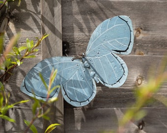 Recycled Metal Common Blue Butterfly Sculpture