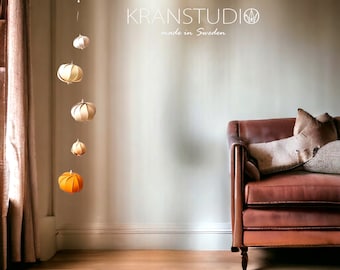 Origami hanging wall object with 5 lanterns, gradient sunset