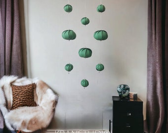 Móvil cinético para adultos, elegante objeto de pared, verde bosque, color sólido