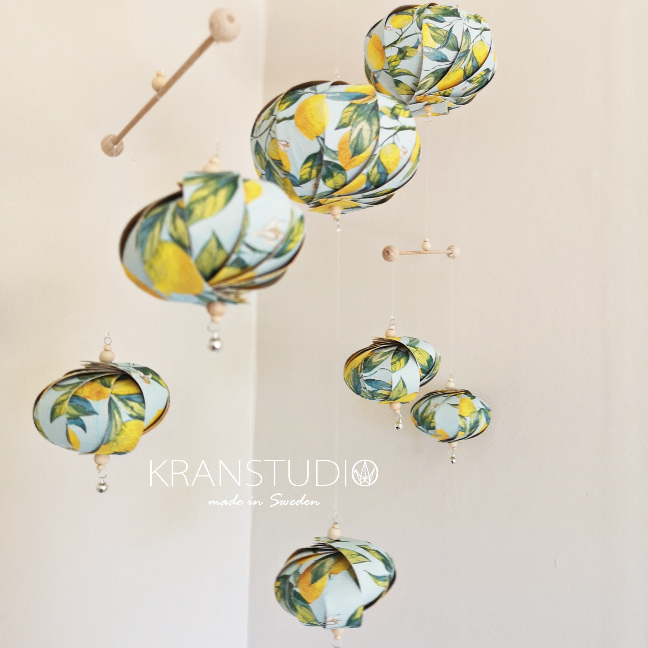 Kinetic Mobile for Adults, 9 Oval Figures, Lemon Pattern - Etsy