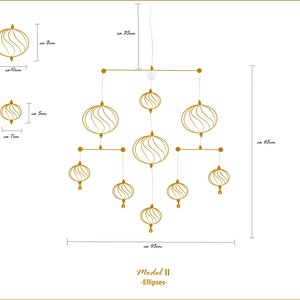 Mobile cinétique pour adulte, nuances d'orange, dégradé coucher de soleil, 9 ellipses en origami image 10