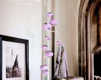 large kinetic mobile for adults, 9 origami lanterns, lavender,unique