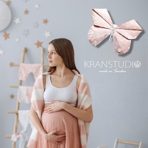 XXL Schmetterling Babyzimmer, Origami Wandschmuck, rosa mit weiß