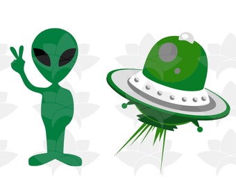 Alien UFO SVG PNG Bundle