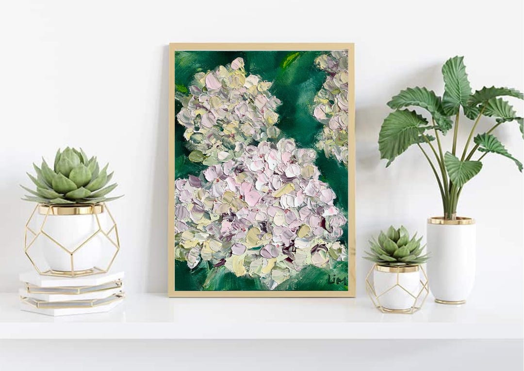 Hydrangea Wall Art Impasto Original Floral Oil Painting 6x8 Artwork ...