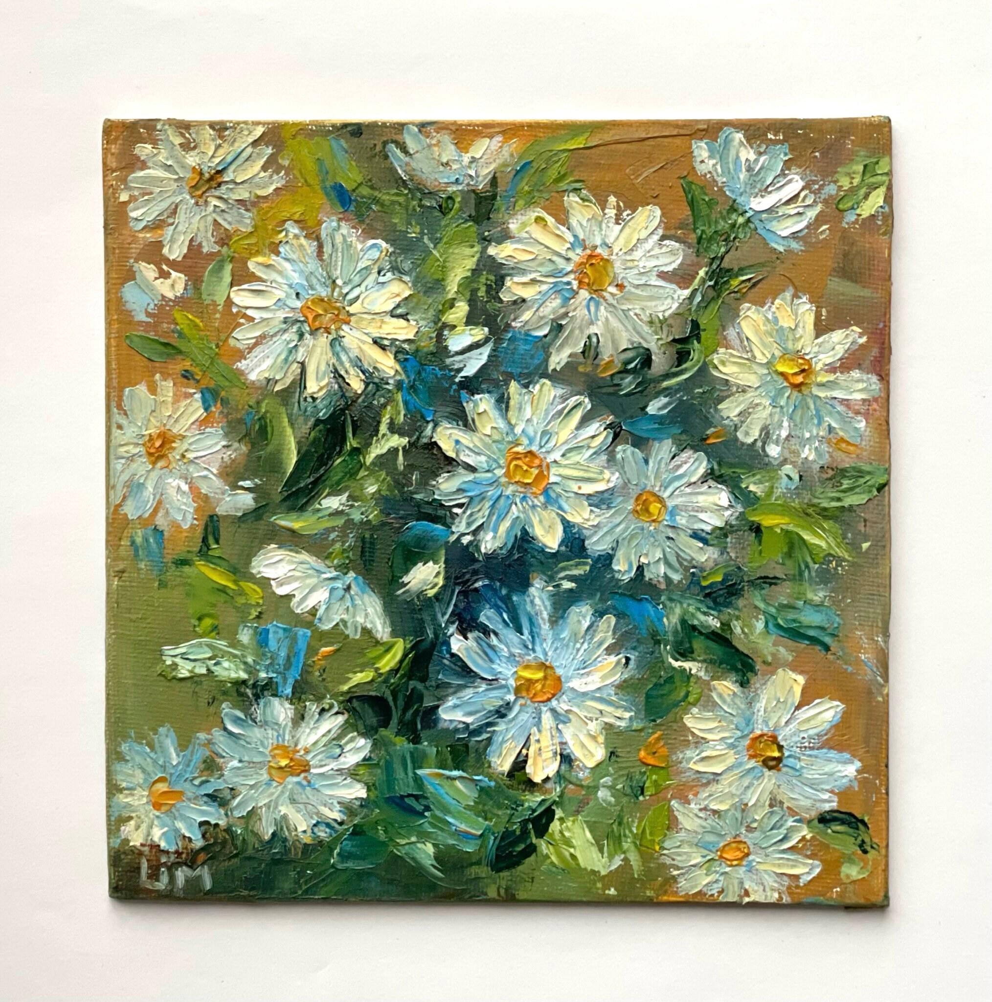 Daisy Wall Art Flower Painting Original Artwork Botanical Floral Small ...