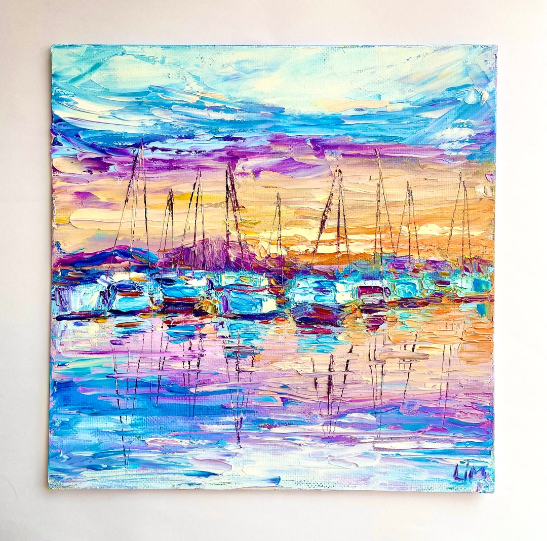Boat Painting Sailboat Painting Impasto Original Ocean Artwork Etsy UK