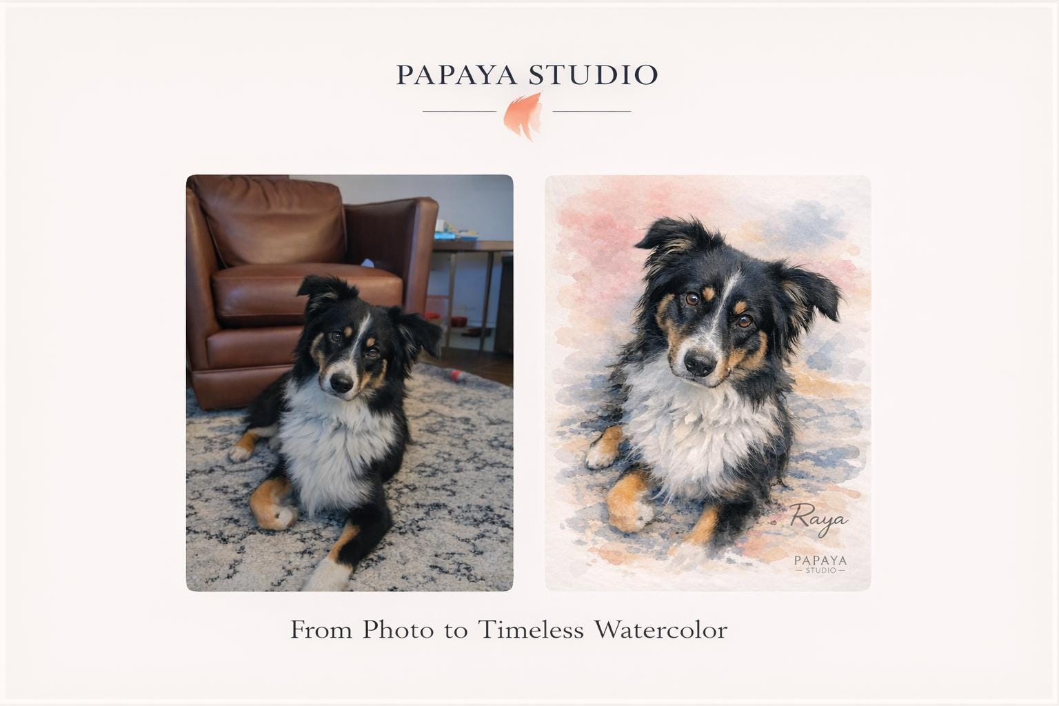 Custom Watercolor Pet Portrait From Photo | Personalized Dog or Cat Art ...