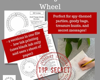 Secret Message Decoder Wheel | Secret Message Cipher Ring | Treasure Map Activity | DIY Escape Room Party | Pirate Themed Party | Spy Party