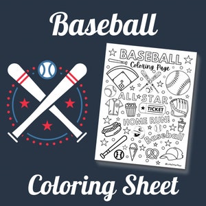 Baseball coloring sheet | Sports coloring sheet | Coloring page for kids | Sports activity for kids | PDF file | Printable coloring sheet