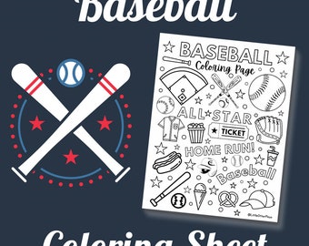Baseball coloring sheet | Sports coloring sheet | Coloring page for kids | Sports activity for kids | PDF file | Printable coloring sheet