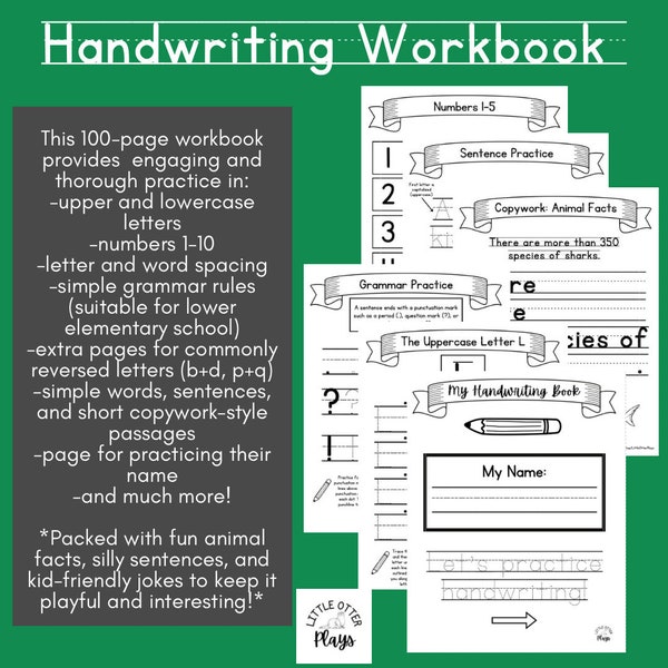 Handwriting Workbook | Printing workbook for kids | Letter and number practice for kindergarten | Preschool | Handwriting | Back to School