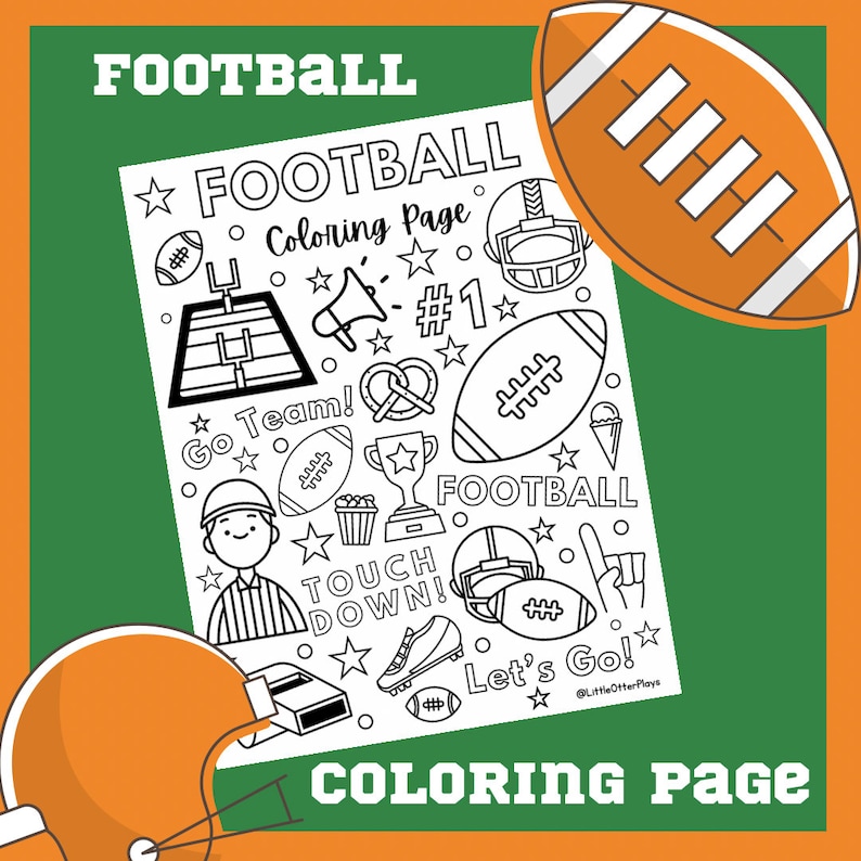 Football Coloring Sheet | Football Activity Sheet | Coloring Page for Kids | Sports Activity for ...