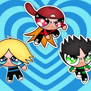 Rowdyruff boys power puff girls sticker. Power puff girls villains decal. Glossy-water resistant sticker for laptops and water bottles.