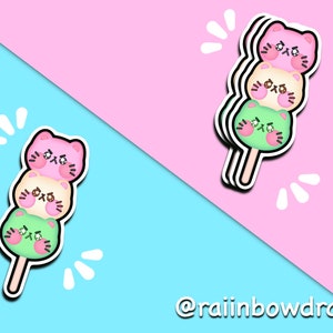 Kawaii Dango Cat Sticker: Glossy Laminated Water-Resistant Decal