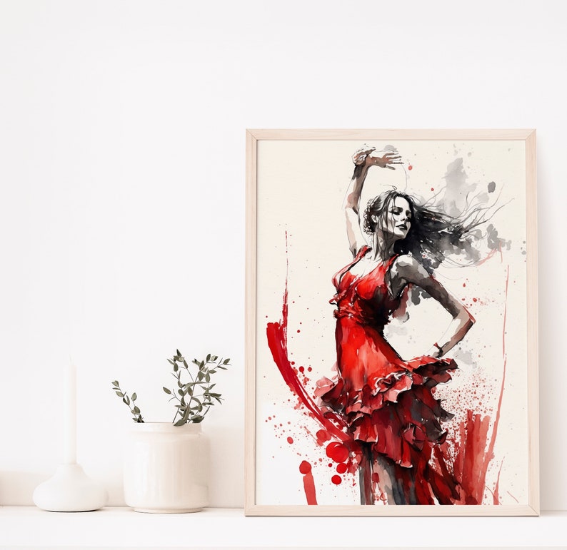 Flamenco Dance, Flamenco Dancer Wall Art, Digital Print, Room Wall Art, Instant Print, Home Art