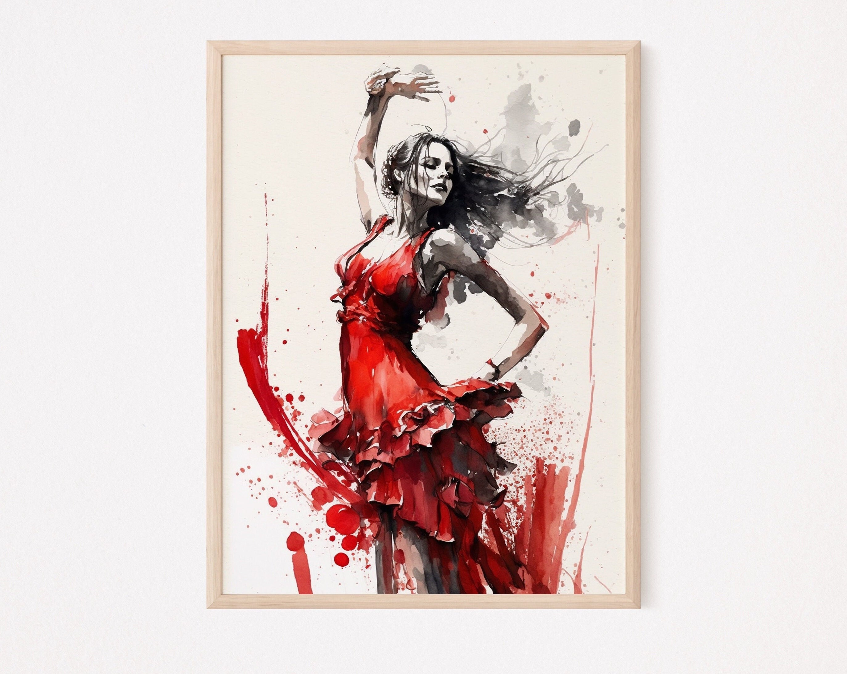 Flamenco Dance, Flamenco Dancer Wall Art, Digital Print, Room Wall Art, Instant Print, Home Art