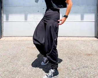 UNISEX HAREM PANTS handmade hippie trousers with control-top waistband | the comfy pant - Black
