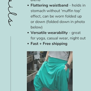 Thai-inspired harem pants, cotton-spandex blend, high waist harem pants, comfortable loungewear, yoga pants, soft breathable fabric, unisex harem pants, freedom of movement, Thai fashion-inspired, versatile harem pants.