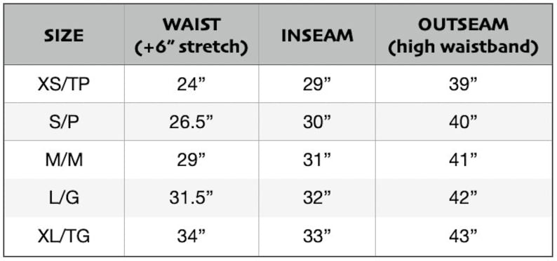 harem pant size guide,extra small waist 24 inches, small waist 26.5 inches, medium waist 29 inches, large waist 31.5 inches, extra large waist 34 inches. Add 6 inches to each measurement for stretch in fabric.