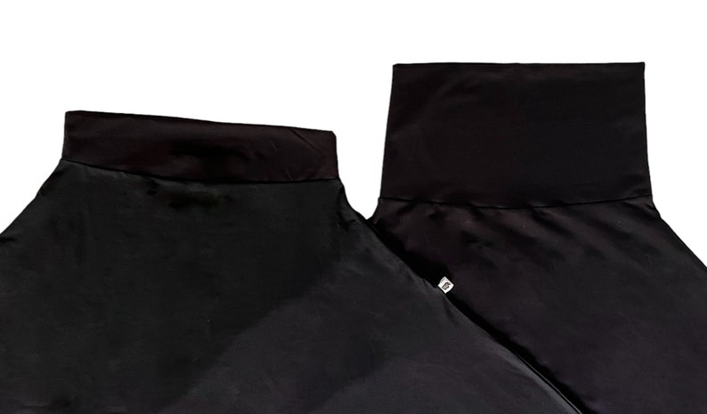 Waistband options for harem pants. high waistband to hold in stomach, or slim waistband