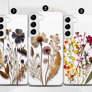 Cover Pressed Dried Realistic Flower Phone Case Transparent  Samsung, Pixel, iPhone 11, 12  13 Max 14, 14 Pro, 14 Plus ,14 Pro Max floral