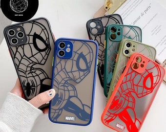 Iron man Spiderman Marvel For Apple iPhone 14 13 12 11 XS Mini Pro Max 8 7 6S 6 XR X Plus Frosted Translucent Phone Case Cover