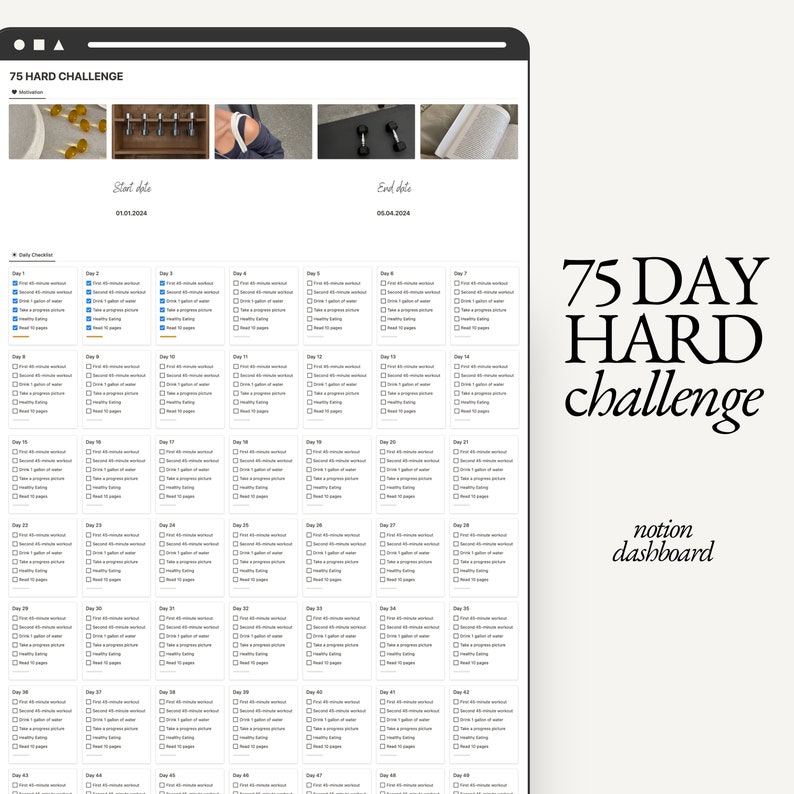 75 Day Hard Challenge Notion Template Health Fitness Meal Planner 75 Day Hard Challenge Notion Template Health Fitness Meal Planner