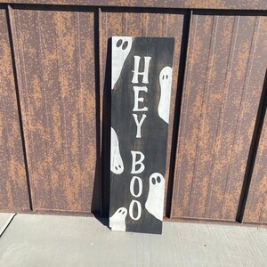 Halloween Welcome Sign Leaner | Front Porch Leaner | Wood Welcome Sign | Hey Boo Halloween Door Leaner