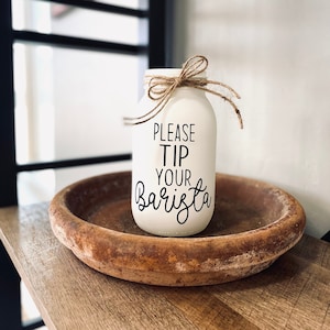 Coffee Shop Tip Jar | Cafe Tip Jar | Custom Tip Jar |